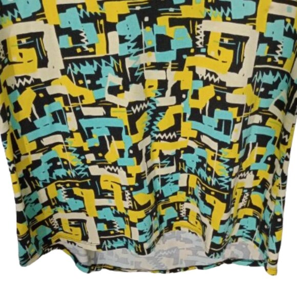 LuLaRoe Aqua + Yellow Geometric Print Top Size Small - Picture 3 of 9